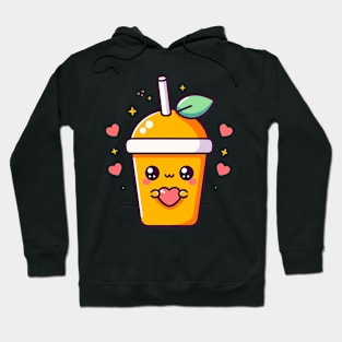 Cute Mango Milkshake Holding a Heart | I Love You in Kawaii Style | Kawaii Food Hoodie